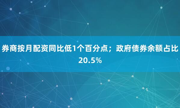 券商按月配资同比低1个百分点；政府债券余额占比20.5%