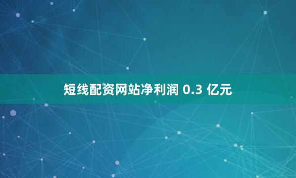 短线配资网站净利润 0.3 亿元